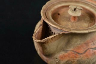 S3155: Japanese Old Banko - ware Unglazed earthenware TEAPOT Kyusu Sencha w/box 3