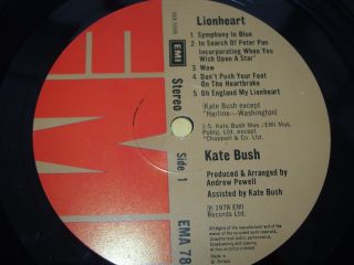 Kate Bush Lionheart Gatefold UK Vinyl LP Near 6