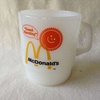 Mcdonalds Fire King Milkglass Advertising Mug Coffee Cup Vtg