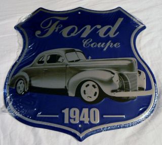 Ford 1940 Coupe Shield Parking Sign Man Cave Den Garage