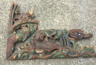 Antique Chinese Carved Wood Panel Architectural Fragment