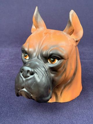 Vintage Inarco Head Vase Porcelain Boxer Dog American Bulldog Japan E1847