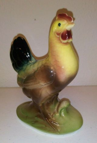 Unmarked Vintage Glazed Ceramic Chicken Figurine 6.  5 " Tall - Great Colors/glaze