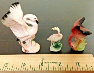 Vintage Made In Japan Porcelain Bone China Small Trio Of Flamingo Figurines