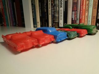 6 Vintage 4 - Inch Plastic & Rubber Cars Early - To - Mid - 1950s Caddy,  Chev,  Etc.