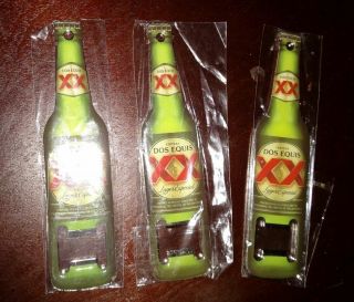 3 Dos Equis Beer Bottle Openers Stocking Stuffer 5 " Tall In Package
