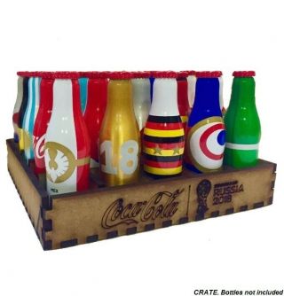 Wood Crate Box Rack Set For Mini Coca Cola Bottles Russia Soccer World Cup 2018