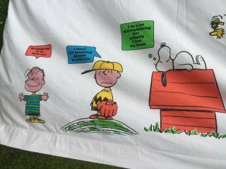 Vintage 1971 Peanuts Snoopy Charlie Brown Bed Sheet Full Size Flat