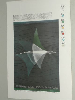 1957 General Dynamics Advertisement,  Abstract Wing Or Fish,  Erik Nitsche Artwork