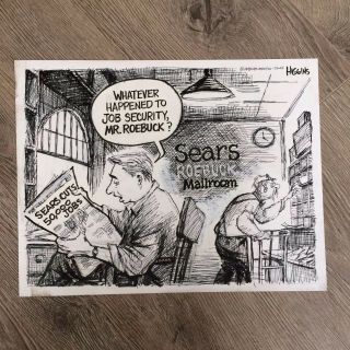 Jack Higgins Political Cartoon Art 1993 Sears Roebuck Chicago Sun Times