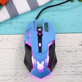 Overwatch Game Usb Wired Mouse Anime D.  Va Cospaly Flash Lights I Play To Win