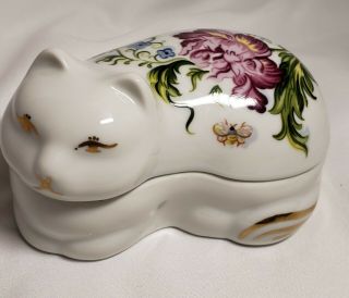 Porcelain Cat Trinket Box