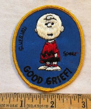 Vintage 1970s Charlie Brown Good Grief Embroidered Patch Peanuts Gang Sew On