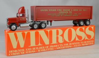 Winross " Lebanon Pa Fire Co " Tractor Trailer Truck 10 " Long 1992 W/box