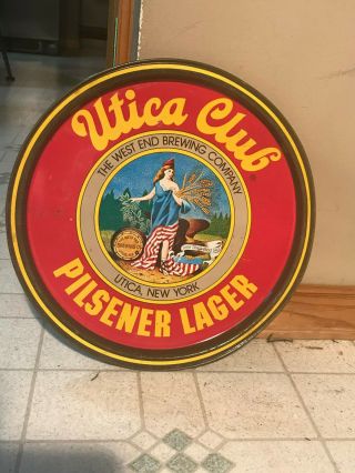 Vintage Metal Sign Vintage Beer Tip Tray? Utica Club Pilsner Lager Uthica Ny