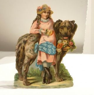 Victorian Girl With Her Large Dog.  Wolf & Wolf.  Philadelphia Advert.  Premium