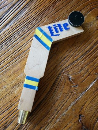 Vintage Rare Miller Lite Beer Hockey Tap Handle - Puck And Stick