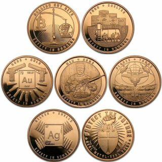 Safety In Numbers Series 1 Oz.  999 Pure Copper Bu Round (s) 6 Designs
