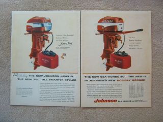 Vintage 1955 Johnson Holiday Bronze Sea - Horse Javelin Outboard Motors Print Ad