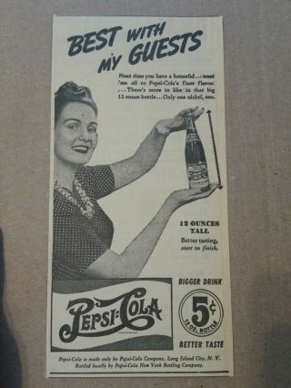1941 Pepsi Cola Co Soda Newspaper Ad Best With Guest