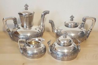 Gorham Sterling Silver Tea Set Victorian Aesthetic 1880s 2