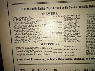 Saladin Malt Beer Brewing Eq Ad 1907 Lemp Gund Leisy Rochevot Buffalo York 2