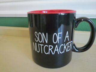 Ceramic Coffee Large Mug “son Of A Nutcracker” Christmas Black Red 20 Oz Elf