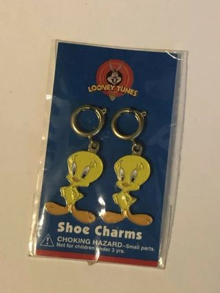 Tweety Bird Shoe Charms Looney Tunes Metal Dangle O - Ring Clasp