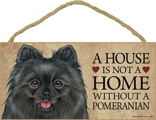 Pomeranian Black Wood Dog Sign Wall Plaque Photo Display 5 X 10,  Bonus Coaster