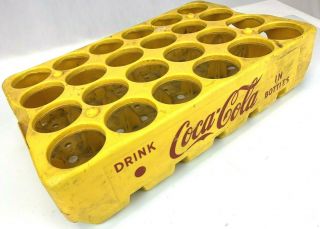 Vintage Yellow Plastic Coca - Cola Coke Bottle Carrier Crate Case Rack
