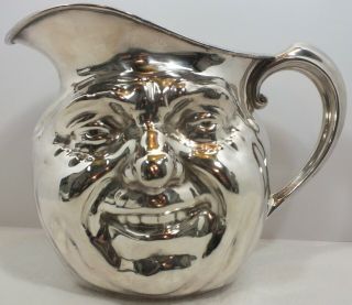 Reed & Barton 5640 Double Faced Silver Plate Sunny Jim Ugly Smiling Toby Pitcher