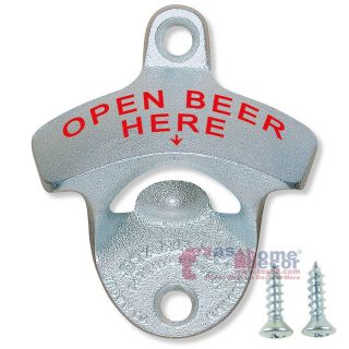 Open Beer Here Starr X Cast Iron Beer Bottle Opener Wall Mount Zinc Plated