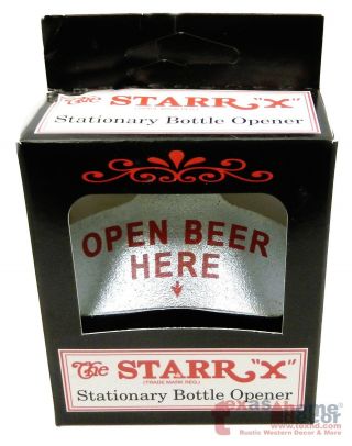 OPEN BEER HERE Starr X Cast Iron Beer Bottle Opener Wall Mount Zinc Plated 2