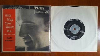 Elvis Presley Any Way You Want Me 7 " 45rpm Rare,  No Dog On Label Rca Epa - 965
