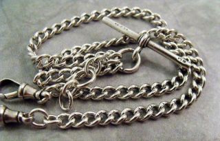 Antique Hallmarked Solid Silver Fob Pocket Watch Double Albert Chain 1913