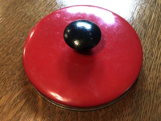 Vintage Store Display Lid Top Metal W/wooden Handle Candy Cracker Round Counter