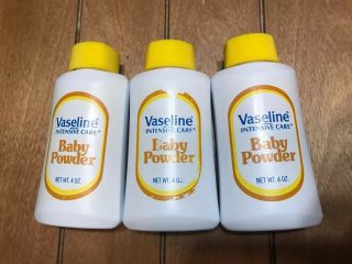 (3) Vaseline Brand Baby Powder 4 Oz.  Vintage Htf Rare Set Of 3