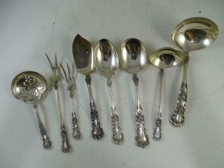 Antique Gorham Sterling Silver Serving Spoon Ladle Fork Set X8 Buttercup Vintage
