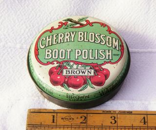 Large Size Cherry Blossom Shoe Boot Polish Tin - Brown