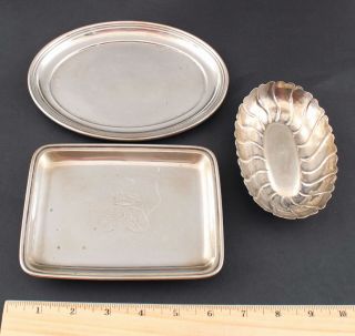 3 Small Antique Hallmarked German Austrian Vienna 800 Silver Salver Tray Dishes