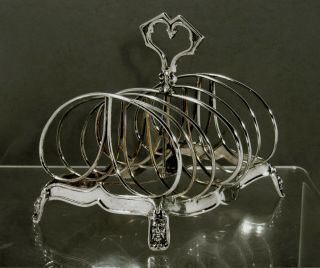 English Sterling Toast Rack 1853 - Joseph Angell - Gothic Revival