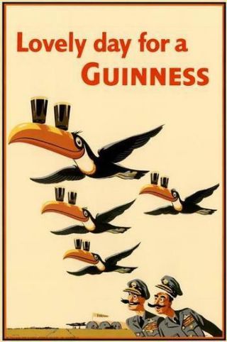 Guiness Poster Art " Lovely Day For A Guinness " Toucans 18 X 24