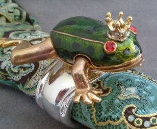 Royal Amphibians Frog King & Queen Napkin Rings Silver Plated Enamel Set of 4 6