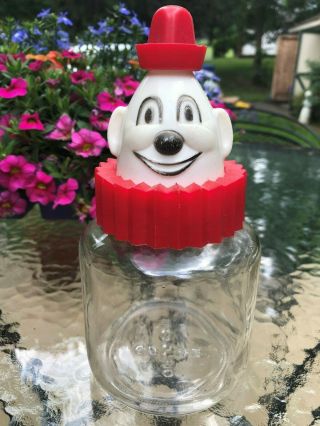 Vintage Antique Bosco The Clown Glass Chocolate Jar W/plastic Clown Head Bank