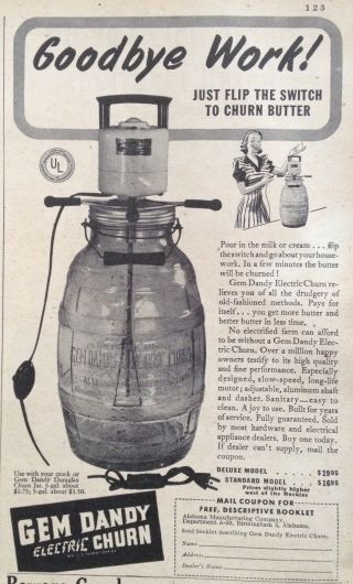 1948 Ad.  (xd7) Alabama Mfg.  Co.  Burmingham.  Gem Dandy Butter Churn