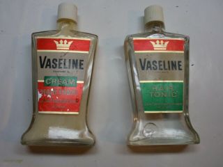 Vintage Vaseline Hair Tonic & Cream Hair Tonic 5 1/2 Fl.  Oz Bottles
