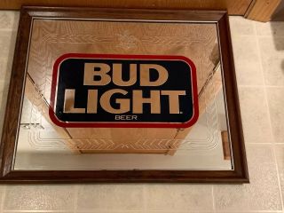Vintage Bud Light Beer Mirror Bar Man Cave Fun Summer