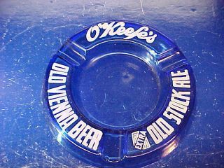1950s Okeefes Old Vienna Beer Advertising Blue Glass Ashtray