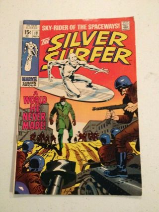 1969 Silver Surfer 10 Marvel Comic Book A World He Never Made By Lee & Buscema