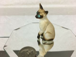 Vintage Porcelain Chocolate Seal Point Siamese Cat Figurine Rhinestone Eyes F220 2